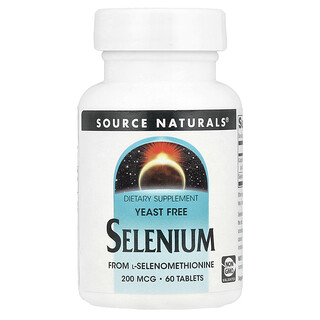 Source Naturals, Selenyum, Mayasız, 200 mcg, 60 Tablet