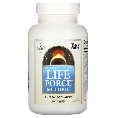 Source Naturals Мультивитамин Life Force, не содержит железо, 60 таблеток