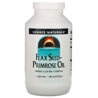 

Source Naturals Льняное масло и масло примулы вечерней, 1300 мг, 180 капсул