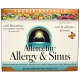 Source Naturals, Allercetin, средство от аллергии и заложенности носа, 48 гомеопатических таблеток отзывы