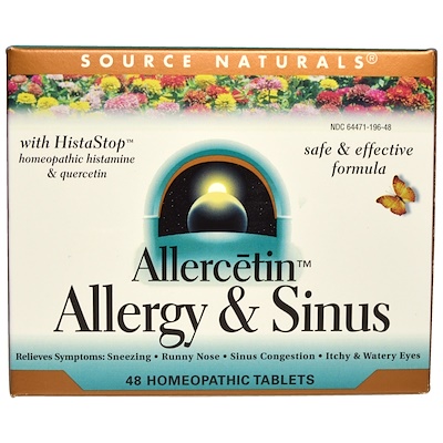

Allercetin, Allergy & Sinus, 48 гомеопатических таблеток