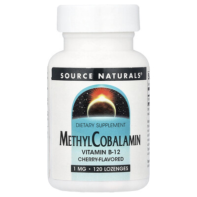 Source Naturals, MethylCobalamin Vitamin B12, Cherry, 1 mg, 120 Lozenges