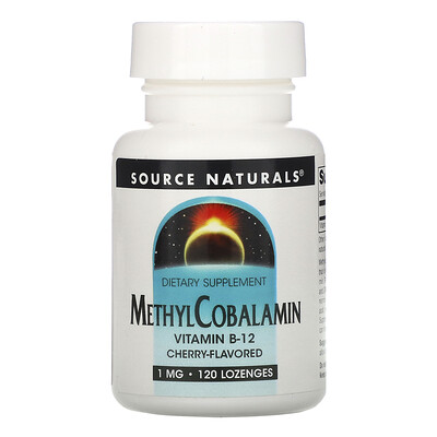 Source Naturals витамин B12 в виде метилкобаламина, со вкусом вишни, 1 мг, 120 леденцов