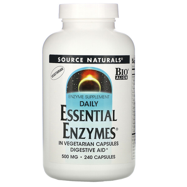 Essential Enzymes de ingesta diaria, 500 mg, 240 cápsulas