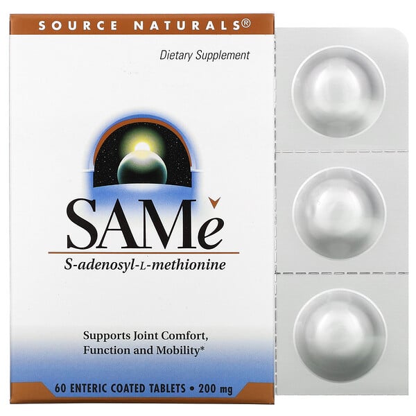 Source Naturals, SAMe、200mg、腸溶性コーティングタブレット60粒