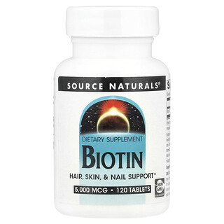 Source Naturals, біотин, 5000 мкг, 120 таблеток
