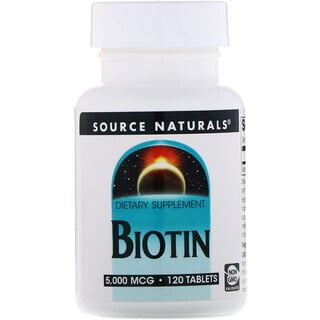 Source Naturals, Biotin, 5,000 mcg, 120 Tablets