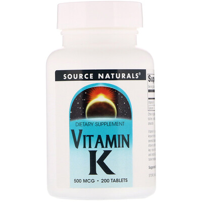 Source Naturals Витамин К, 500 мкг, 200 таблеток