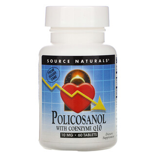 Source Naturals, Policosanol com coenzima Q10, 10 mg, 60 comprimidos