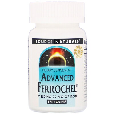 

Source Naturals Advanced Ferrochel, улучшенная формула, 180 таблеток