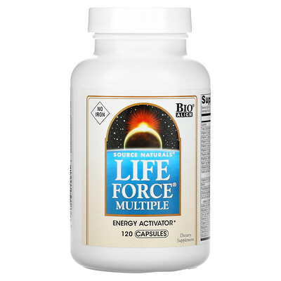 

Source Naturals Мультивитамины Life Force, без железа, 120 капсул