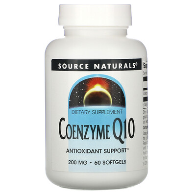 Source Naturals Коэнзим Q10, 200 мг, 60 гелевых капсул
