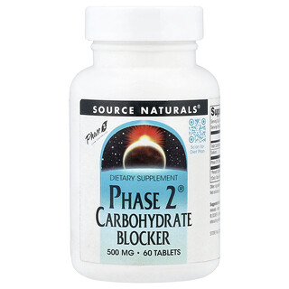 Source Naturals, Phase 2® Carbohydrate Blocker, Kohlenhydrat-Blocker, 500 mg, 60 Tabletten