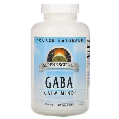 Source Naturals GABA Calm Mind, 750 mg, 180 Capsules
