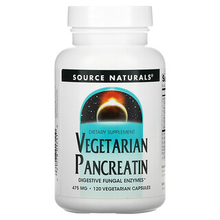 Source Naturals, вегетарианский панкреатин, 475 мг, 120 вегетарианских капсул