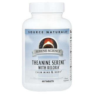 Source Naturals, Serene Science®, Teanina Serene® con Relora®, Suplemento para favorecer la relajación de la mente y el cuerpo, 60 comprimidos