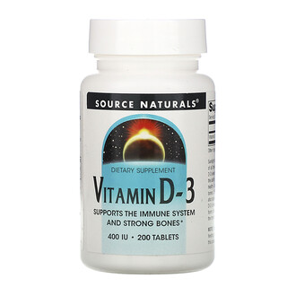Source Naturals, Vitamina D3, 400 UI, 200 comprimidos