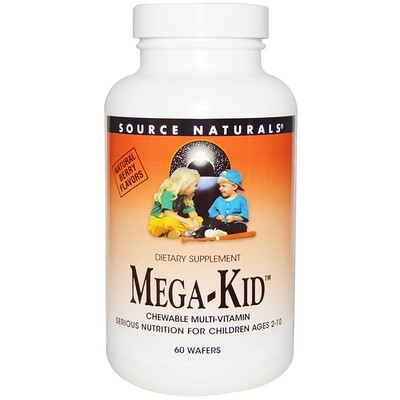 

Source Naturals Mega-Kid жевательные мультивитамины с натуральным ягодным вкусом 60 пастилок