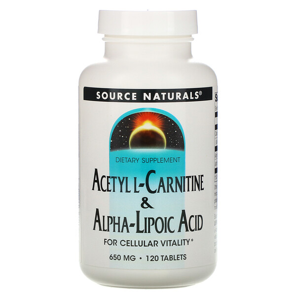 Acétyl-L-carnitine et acide alpha-lipoïque, 650 mg, 120 comprimés