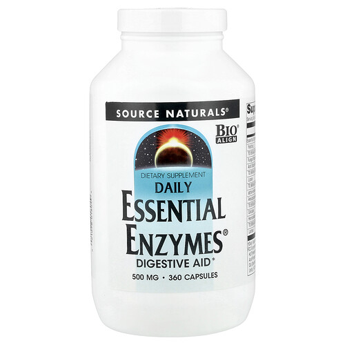 Source Naturals, Essential Enzymes®, Suplemento enzimático de uso diario para favorecer la digestión, 500 mg, 360 cápsulas