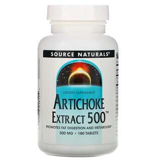 Source Naturals, Extrato de Alcachofra 500, 180 tabletes
