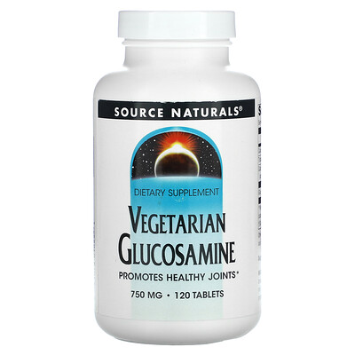 

Source Naturals Вегетарианский глюкозамин, 750 мг, 120 таблеток