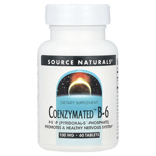 Source Naturals, Coenzymated B-6, 100 мг, 60 таблеток