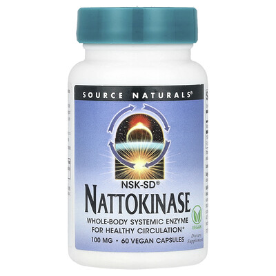 Source Naturals  Nattokinase  100 mg  60 Vegan Capsules