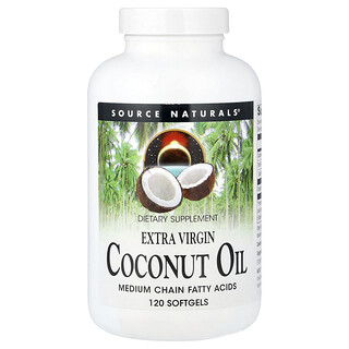 Source Naturals, Aceite de coco extra virgen, 120 cápsulas blandas