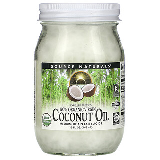 Source Naturals, 100% органическое кокосовое масло первого отжима, 15 жидких унций (443 мл)