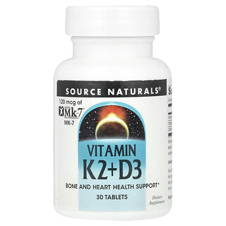 Source Naturals, Vitaminas K2 y D3, 30 comprimidos