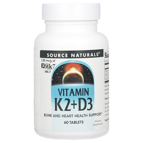 Source Naturals ビタミンK2 + D3 60粒タブレット
