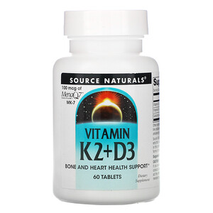 Отзывы о Сорс Начэралс, Vitamin K2 + D3, 60 Tablets