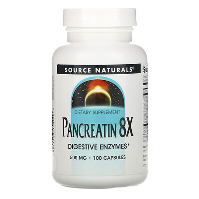 Source Naturals Панкреатин 8Х, 500 мг, 100 капсул