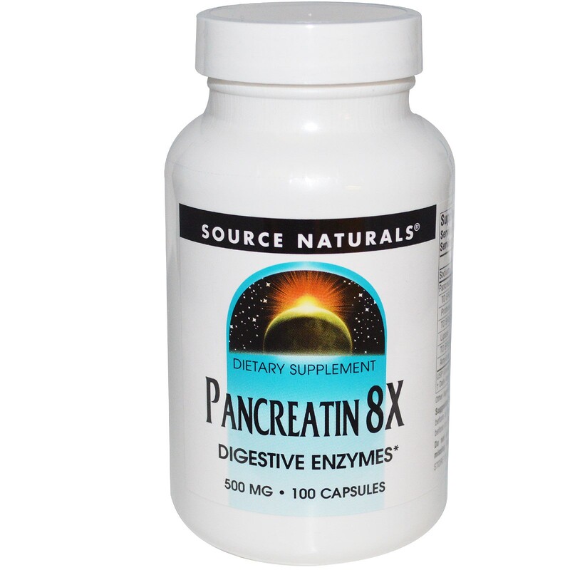 Source Naturals, Pancreatin 8X, 500 mg, 100 Capsules - iHerb