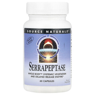Source Naturals, Серапептаза, 60 капсули (60 000 SPU на капсула)