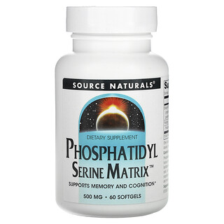 Source Naturals, Matriks Fosfatidil Serina, 500 mg, 60 Kapsul Gel Lunak