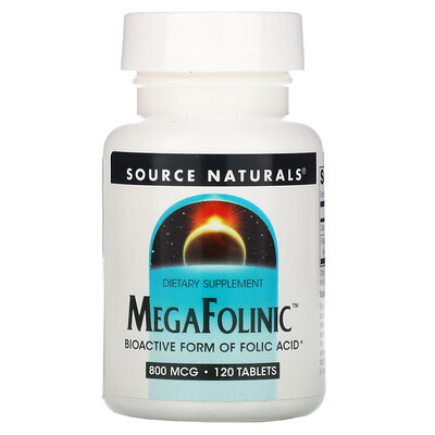 Source Naturals MegaFolinic, 800 мкг, 120 таблеток