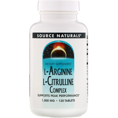 Source Naturals Комплекс L-аргинина и L-цитруллина, 1000 мг, 120 таблеток