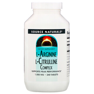 Source Naturals, L-Arginine L-Citrulline Complejo, 1,000 mg, 240 Comprimidos