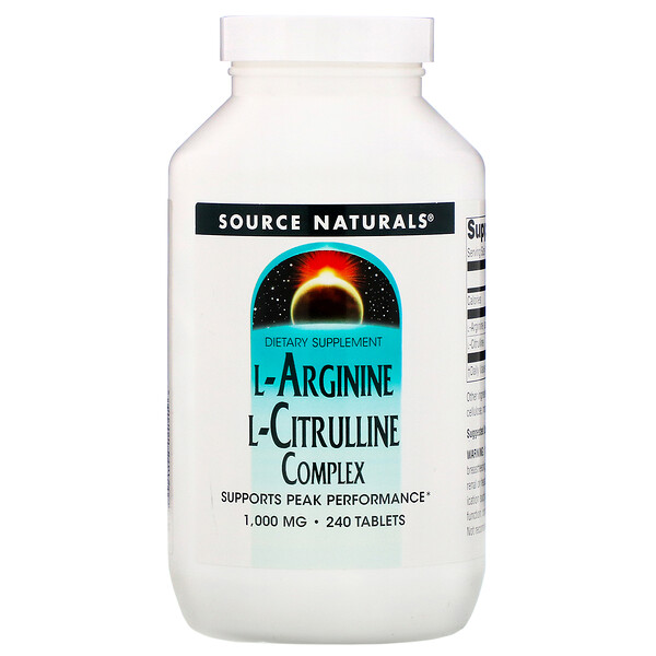Source Naturals, L-Arginine L-Citrullin-Komplex, 1 000 mg, 240 Tabletten