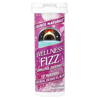 Source Naturals, Wellness Fizz®, Defensa inmunitaria, Bayas naturales, 10 obleas