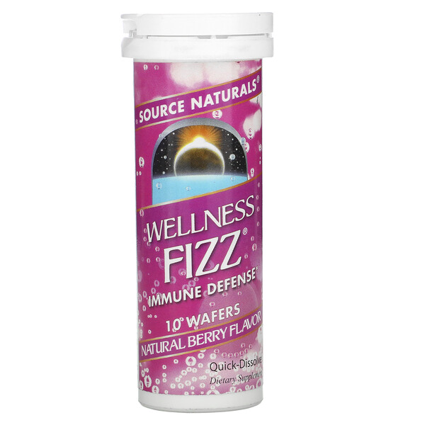 Source Naturals‏, Wellness Fizz, Natural Berry Flavor, 10 Wafers