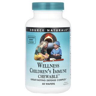 Source Naturals, Wellness Children's Immune Chewable™, Baya deliciosa, 60 obleas