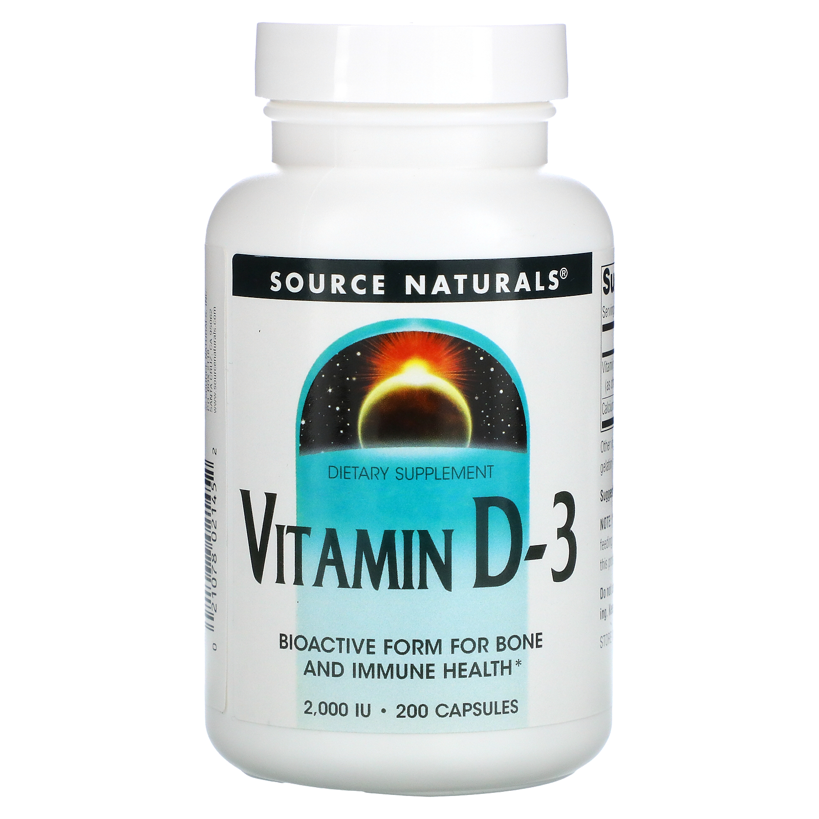 Source Naturals, Vitamin D3, 2,000 IU, 200 Capsules