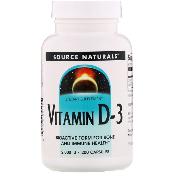 Vitamin D-3, 2,000 IU, 200 Capsules