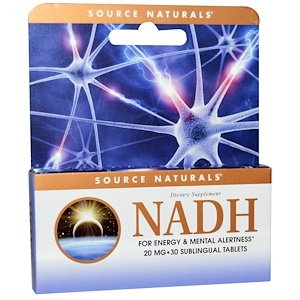 Купить Source Naturals, НАДН, 20 мг, 30 подъязычных таблеток  на IHerb