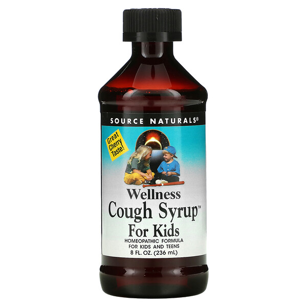 Source Naturals‏, Wellness Cough Syrup For Kids, Great Cherry Taste, 8 fl oz (236 ml)
