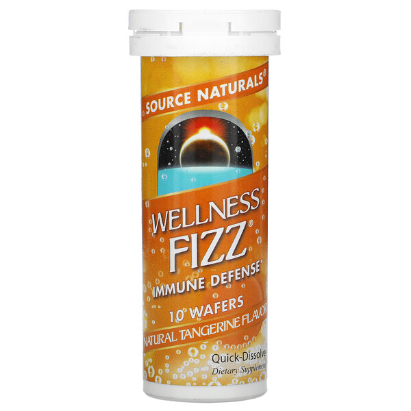Source Naturals‏, Wellness Fizz, Natural Tangerine Flavor, 10 Wafers