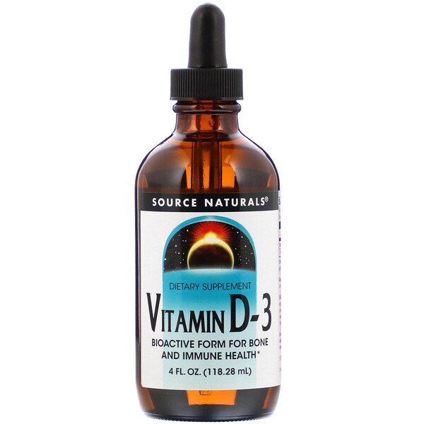 Source Naturals, ビタミン D-3、 4 fl oz (118.28 ml)